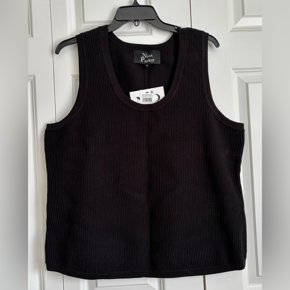 Nina Parker Black Ribbed Tank Top